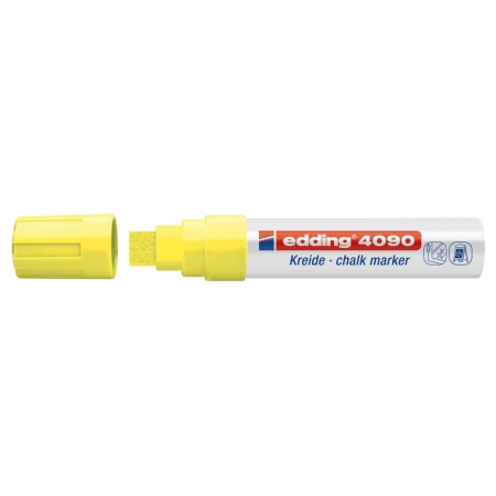 Instrumente de scris si corectura - Marker pentru sticla Edding 4090, creta lichida pe baza de apa,varf retezat, 4-15 mm, galben