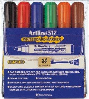 Instrumente de scris si corectura - Marker pentru tabla de scris ARTLINE 517 - Dry safe ink, varf rotund 2.0mm, 6 culori/set