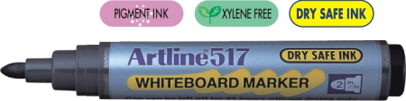 Instrumente de scris si corectura - Marker pentru tabla de scris ARTLINE 517 - Dry safe ink, varf rotund 2.0mm - albastru