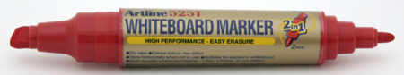 Instrumente de scris si corectura - Marker pentru tabla de scris ARTLINE 525T, doua capete - varf rotund 2.0mm/tesit 5.0mm - rosu