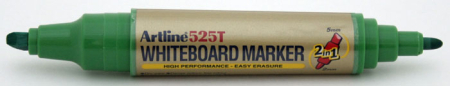 Instrumente de scris si corectura - Marker pentru tabla de scris ARTLINE 525T, doua capete - varf rotund 2.0mm/tesit 5.0mm - verde