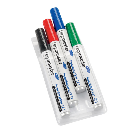 Instrumente de scris si corectura - Marker pentru tabla Legamaster TZ1, varf rotund, 1.5-3 mm, 4 culori/set (negru, rosu, albastru, verde)
