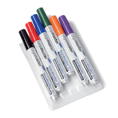 Instrumente de scris si corectura - Marker pentru tabla Legamaster, TZ1 varf rotund, 1.5-3 mm, 6 culori/set (negru, rosu, albastru, verde, orange, mov)