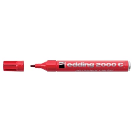 Instrumente de scris si corectura - Marker permanent Edding 2000C, corp metalic, varf rotund, 1.5-3 mm, rosu