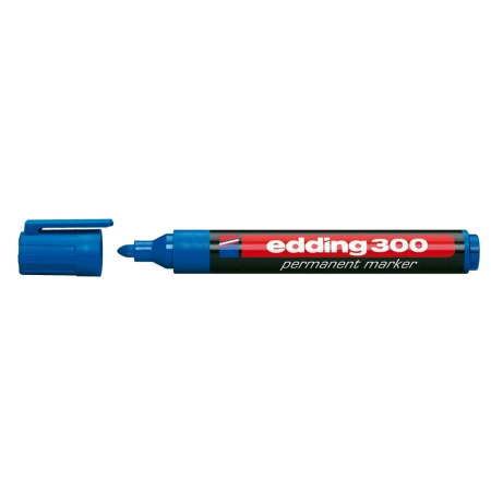 Instrumente de scris si corectura - Marker permanent Edding 300, corp plastic, varf rotund, 1.5-3 mm, albastru