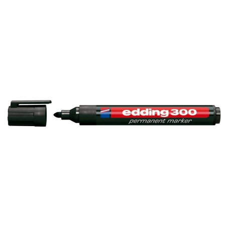 Instrumente de scris si corectura - Marker permanent Edding 300, corp plastic, varf rotund, 1.5-3 mm, negru