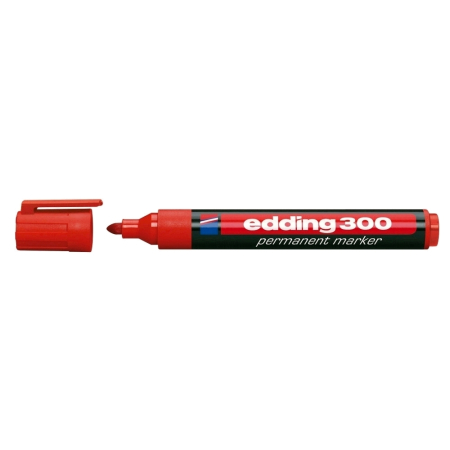 Instrumente de scris si corectura - Marker permanent Edding 300, corp plastic, varf rotund, 1.5-3 mm, rosu