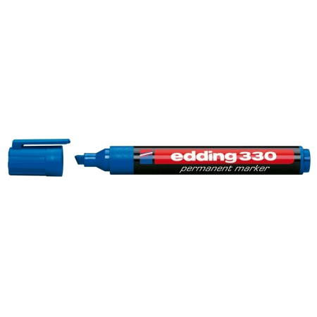 Instrumente de scris si corectura - Marker permanent Edding 330, corp plastic, varf retezat, 1-5 mm, albastru