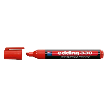 Instrumente de scris si corectura - Marker permanent Edding 330, corp plastic, varf retezat, 1-5 mm, rosu