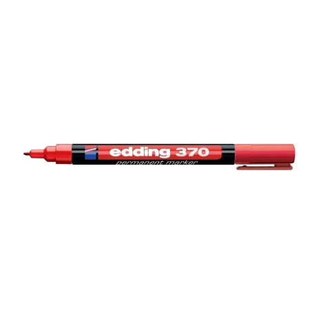 Instrumente de scris si corectura - Marker permanent Edding 370, corp plastic, varf rotund, 1 mm, rosu