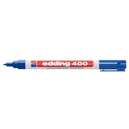 Instrumente de scris si corectura - Marker permanent Edding 400, corp plastic, varf rotund, 1 mm, albastru