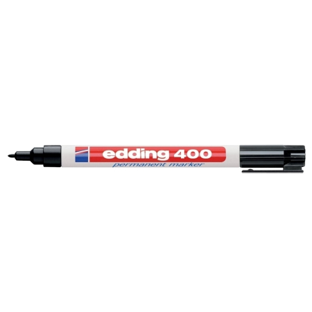 Instrumente de scris si corectura - Marker permanent Edding 400, corp plastic, varf rotund, 1 mm, negru