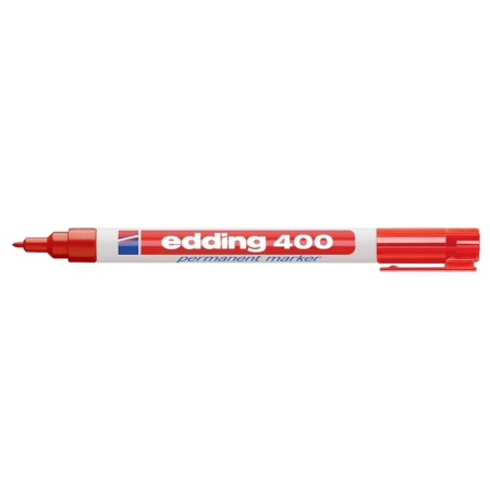 Instrumente de scris si corectura - Marker permanent Edding 400, corp plastic, varf rotund, 1 mm, rosu