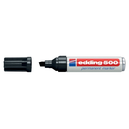 Instrumente de scris si corectura - Marker permanent Edding 500, negru, corp aluminiu, varf retezat, 2-7 mm, negru