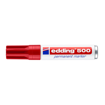 Instrumente de scris si corectura - Marker permanent Edding 500, corp metalic, varf retezat 2-7 mm, rosu