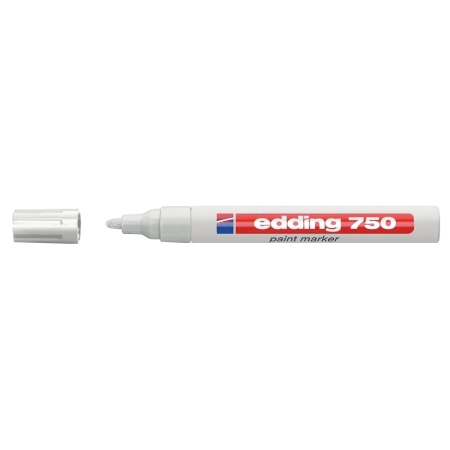 Instrumente de scris si corectura - Marker permanent Edding 750 , cu vopsea, corp metalic, varf rotund, 2-2-4 mm, alb