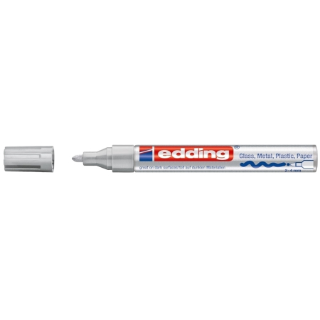 Instrumente de scris si corectura - Marker permanent Edding 750, cu vopsea, corp metalic, varf rotund, 2-2-4 mm, argintiu