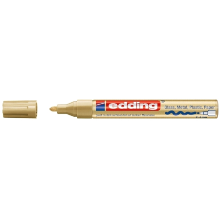 Instrumente de scris si corectura - Marker permanent Edding 750, cu vopsea, corp metalic, varf rotund, 2-2-4 mm, auriu