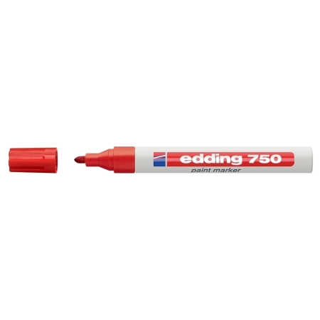 Instrumente de scris si corectura - Marker permanent Edding 750, cu vopsea, corp metalic, varf rotund, 2-2-4 mm, rosu