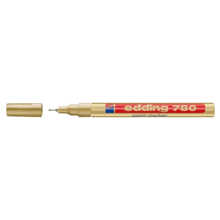 Instrumente de scris si corectura - Marker permanent, Edding 780, cu vopsea, corp aluminiu, varf rotund, 0.8 mm, auriu