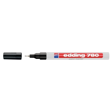 Instrumente de scris si corectura - Marker permanent, Edding 780, cu vopsea, corp aluminiu, varf rotund, 0.8 mm, negru