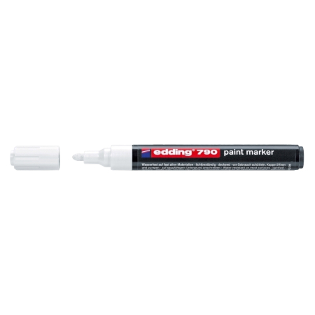 Instrumente de scris si corectura - Marker permanent Edding 790, cu vopsea, corp plastic, varf rotund, 2-3 mm, alb