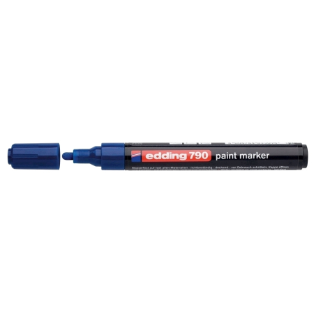 Instrumente de scris si corectura - Marker permanent Edding 790, cu vopsea, corp plastic, varf rotund, 2-3 mm, albastru