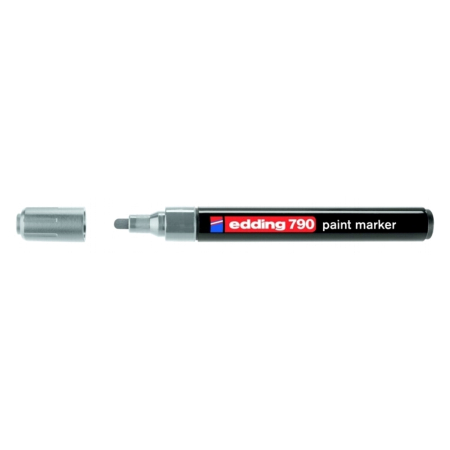 Instrumente de scris si corectura - Marker permanent Edding 790, cu vopsea, corp plastic, varf rotund, 2-3 mm, argintiu