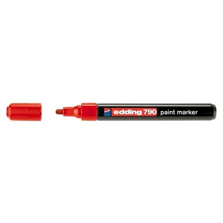Instrumente de scris si corectura - Marker permanent Edding 790, cu vopsea, corp plastic, varf rotund, 2-3 mm, rosu