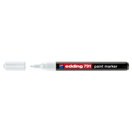 Instrumente de scris si corectura - Marker permanent Edding 791, cu vopsea, corp plastic, varf rotund , 1-2 mm, alb