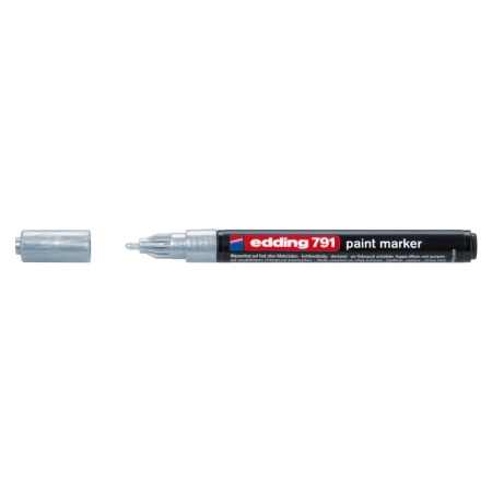 Instrumente de scris si corectura - Marker permanent Edding 791, cu vopsea, corp plastic, varf rotund , 1-2 mm, argintiu