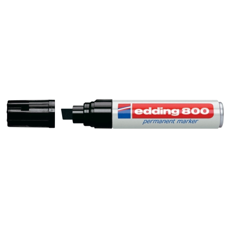 Instrumente de scris si corectura - Marker permanent Edding 800, corp aluminiu, varf retezat, 4-12 mm, negru