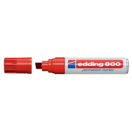 Instrumente de scris si corectura - Marker permanent Edding 800, corp aluminiu, varf retezat, 4-12 mm, rosu