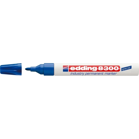 Instrumente de scris si corectura - Marker permanent Edding 8300 Industrial, corp metalic, varf rotund, 1.5-3 mm, albastru