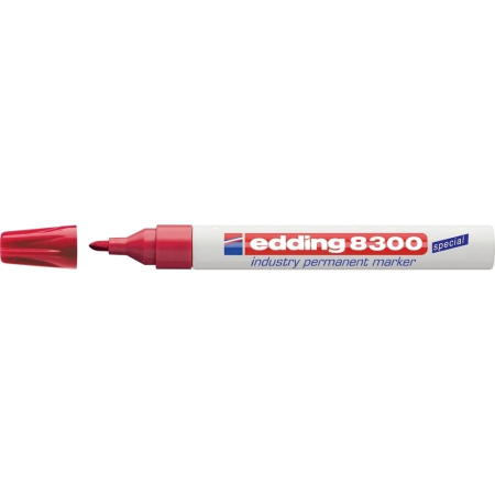 Instrumente de scris si corectura - Marker permanent Edding 8300 Industrial, corp metalic, varf rotund, 1.5-3 mm, rosu