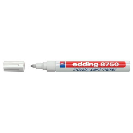Instrumente de scris si corectura - Marker permanent Edding 8750, cu vopsea, corp aluminiu, varf rotund, 2-4 mm, alb
