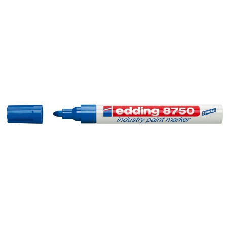 Instrumente de scris si corectura - Marker permanent Edding 8750, cu vopsea, corp aluminiu, varf rotund, 2-4 mm, albastru