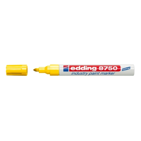 Instrumente de scris si corectura - Marker permanent Edding 8750, cu vopsea, corp aluminiu, varf rotund, 2-4 mm, galben