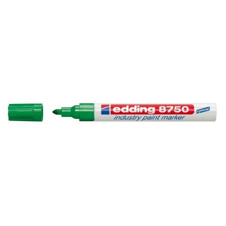 Instrumente de scris si corectura - Marker permanent Edding 8750, cu vopsea, corp aluminiu, varf rotund, 2-4 mm, verde