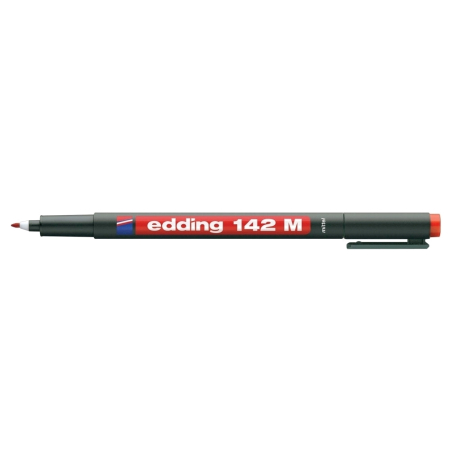 Instrumente de scris si corectura - Marker permanent Edding OHP 142M, corp plastic, varf rotund, 1 mm, rosu