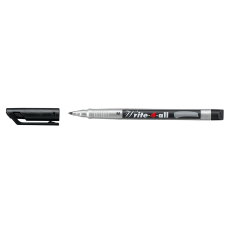Instrumente de scris si corectura - Marker permanent Stabilo, Write-4-All, corp plastic, varf rotund, 1 mm, negru