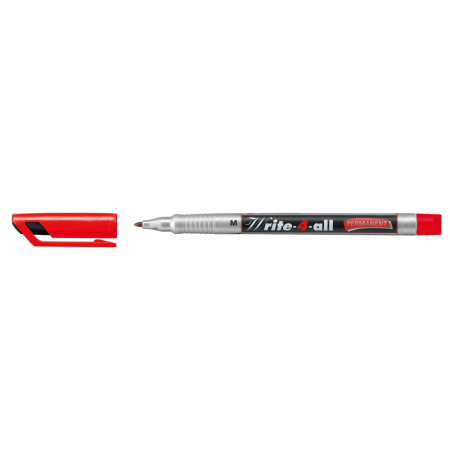 Instrumente de scris si corectura - Marker permanent Stabilo Write-4-All, corp plastic, varf rotund, 1 mm, rosu