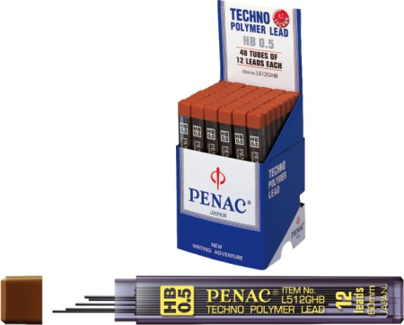 Creioane mecanice - Mine pentru creion mecanic 0,5mm, 12/set, PENAC - HB
