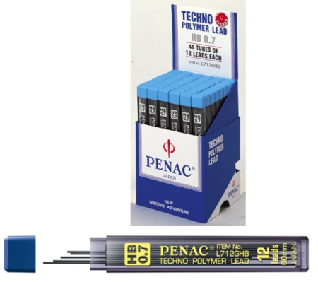 Instrumente de scris si corectura - Mine pentru creion mecanic 0,7mm, 12/set, PENAC - HB