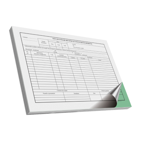 Articole din hartie - Nota de receptie si constatate difeente, cu TVA, autocopiativ, A4, 50 file, 2 exemplare, 3 bucati/set