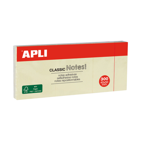 Articole din hartie - Notite adezive, Apli, 38 x 51 mm, galben, 300 file