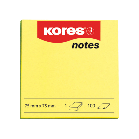 Articole din hartie - Notite adezive, Kores, 75 x 75 mm, galben neon, 100 file