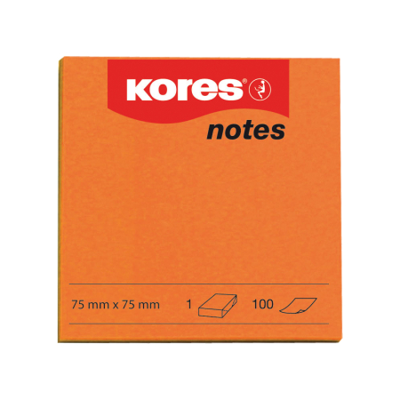 Articole din hartie - Notite adezive, Kores, 75 x 75 mm, portocaliu, 100 file