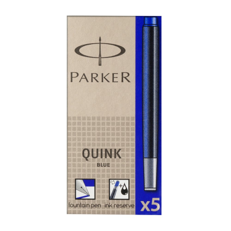 Instrumente de scris si corectura - Patroane cerneala, Parker, Quink, albastru, 5 bucati/set