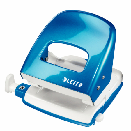 Accesorii pentru birou - Perforator metalic,  30 coli, LEITZ 5008 - albastru metalizat